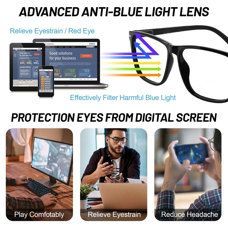 Large Bifocal Reading Glasses Men Oversized Blue Light Blocking Bifocals