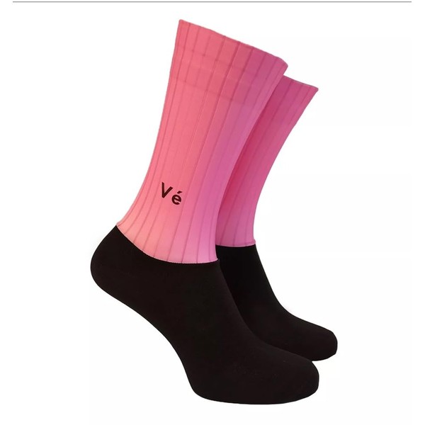VeloClassics Aero Cyling Socks Pink/Black, Size 6-11