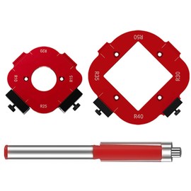 Router Jig Radius Template | Milling Template Corner Radius 8 Sizes (R10-R50) | Precise Aluminium Router Template for Woodworking | Includes CNC-Machined Guides & Adjustment Stop (Red)