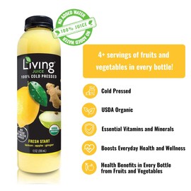 O2 Living Fresh Start Organic Juice Drink - 12oz (6-Pack) + 4oz (5-Pack) Variety - Cold-Pressed, No Added Sugars or Water, Naturally Sweetened from Fruits, Fresh Pressed, Rich in Nutrients & Vitamins