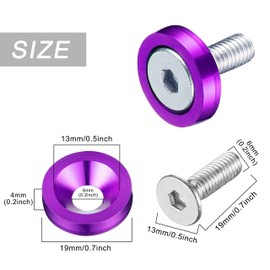 TOMALL 20Pcs Billet Aluminum Fender Bumper Washer Bolt Engine Bay Dress Up Fastener Kit Lisence Plate Decor Bolts M6 Bolt Screw Accessories (Purple)