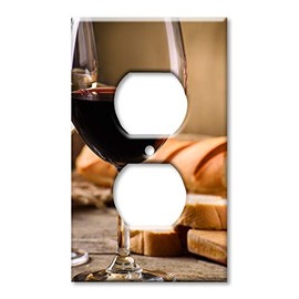 Art Plates OverSized - Jumbo Outlet Cover - OVERSIZE Outlet Switch Plate - Wine and Bread - (Made in USA)