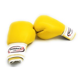 Woldorf USA Boxing Gloves in Vinyl Yellow 10oz Sparring, Grappling, Kickboxing, Fighting, Muay Thai Training, Heavy Bag Workout Gloves for Punching Bag