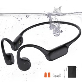Dnniakm Swimming Headphones,Bone Conduction Headphones Bluetooth 5.4,IPX8 Waterproof,32G Memory Sports Headphones,Underwater Headphones with MP3-Player for Swimming,Open Earphones for Swimming (Black X20)