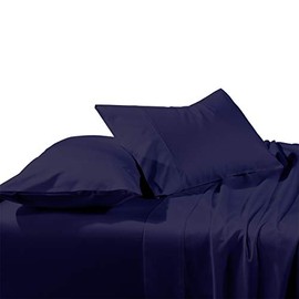 Royal Tradition Super Soft Wrinkle Resistant Microfiber Bed Sheets Sets with 15" Deep Pockets, Full, Solid Navy