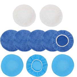 URLWALL - 10 almohadillas para orejas pulidoras de 9 a 10 pulgadas, funda de almohadilla pulidora orbital para coche, 5 almohadillas para orejas pulidoras de microfibra, 3 almohadillas para orejas