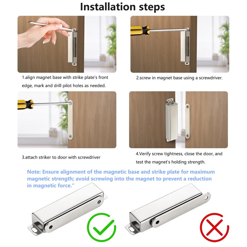 4 Pack | Heavy-Duty Magnetic Door Catch - 25KG Pull