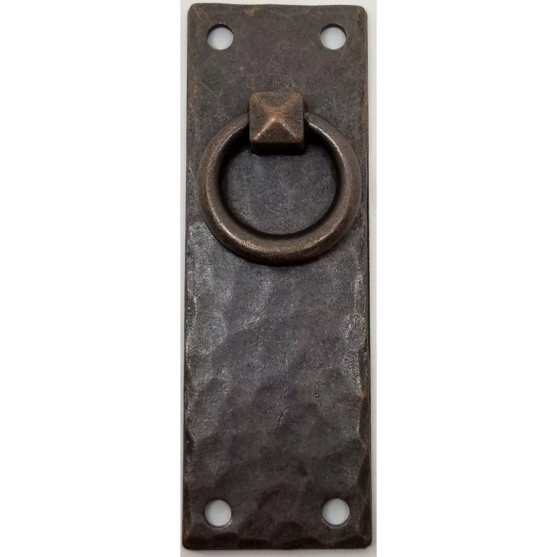 Furniture Knowledge VERTICAL Hammered Forged Brass Mission DOOR PULL Antique