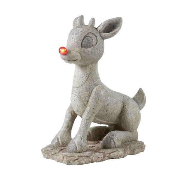 Rudolph Solar Powered Statue with Light Up Red Nose, 18