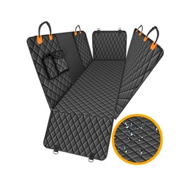 fidozen Waterproof Dog Car Seat Cover for Back Seat: Suitable for Small and Large Dogs, Large Size Hammock and Pet Protector, Backseat Protector for Cars (Orange, Standard (54" W x 58" L))