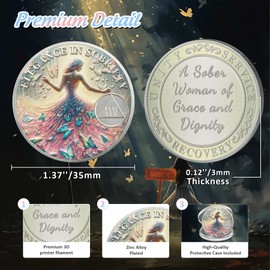 IELCJJ Artsy Grace Women 31 Year Sobriety Coin - Recovery Butterfly AA Coins - Sister Power Addiction NA AA Chips and Medallions - Celebrate 1-40 Years Narcotics Alcoholics Anonymous Gifts for Men Women