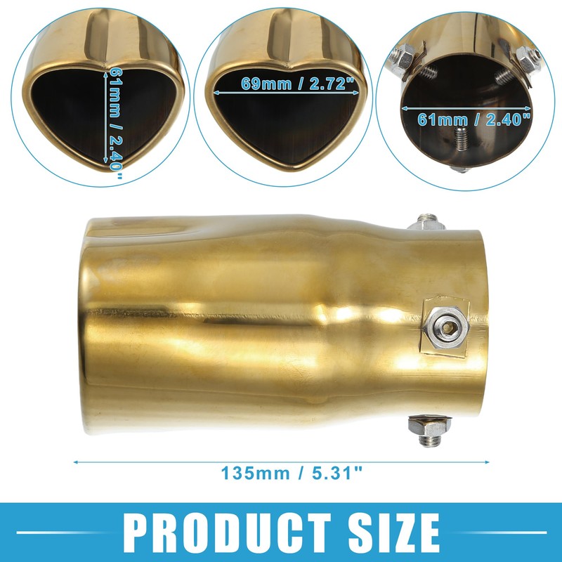X AUTOHAUX Car Exhaust Tip Heart Shaped Tail Pipe 2.4Inch