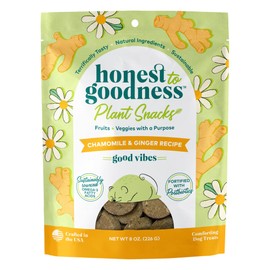 Honest to Goodness Plant Snacks Good Vibes Chamomile & Ginger Recipe Dog Treats Enriched with Omega 3s & Postbiotics, 8oz