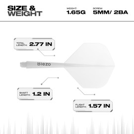 BLEZO Darts Durable Dart Flights | Integrated Dart Flights with Shafts | Pack Of 3 | Fixed 90 Degree Angle | Standard Shape Darts Flights & Stems | Durable Darts Accessories (White)
