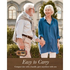 PRUNUS J-150 Small Retro Vintage Radio Bluetooth, Portable Radio AM FM Transistor, D Battery Operated Radio/USB Rechargeable Radio, TWS, Support TF Card/USB Playing