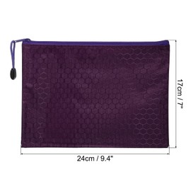 PATIKIL Waterproof Zipper File Bags, 5 Pack A5 Size Document Pocket Storage Organizer Pouch for Travel Office Supply, Dark Purple