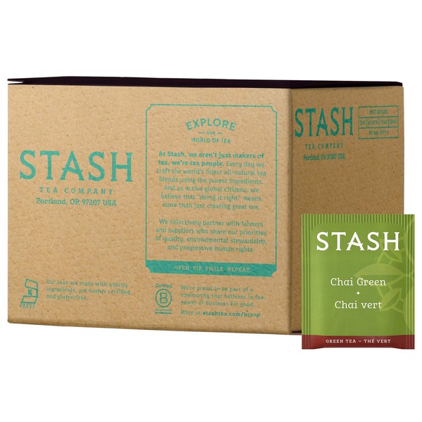 Stash Tea Green Chai Tea, Box of 100 Tea Bags (Packaging May Vary)