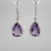 Amber America Drop / Pear Purple AMETHYST Teardrop Earrings Leverback