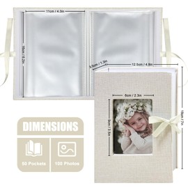HenPisen Photo Album 4x6 100 Pockets, Slip-in Picture Albums, Linen Cover Top Loader Vertical Pockets Albums for Baby, Kids Boy Girls, Wedding, Family, Anniversary, Beige
