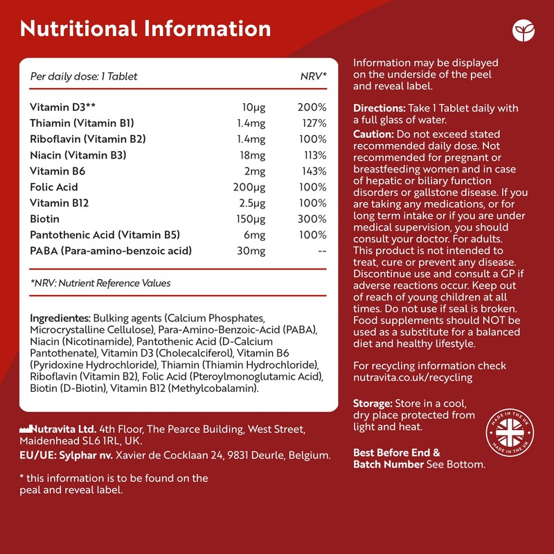 Nutravita Vitamin B Complex High Potency - 1 Full Year