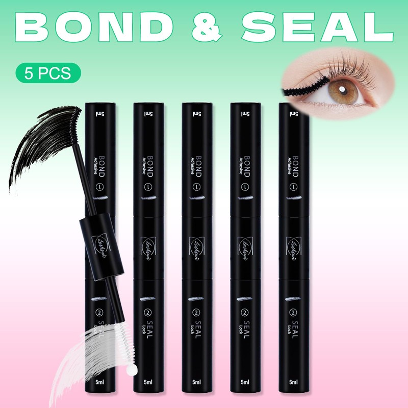LASHSUN 2-in-1 Lash Cluster Glue Kit, Waterproof Bond and Seal,