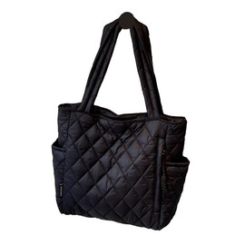 [Electric Circus] キルティング トートバッグ ファスナー付き 軽いバッグ 肩掛け ショルダーバッグ 通勤 通学 旅行 出張 (ブラック) かっこいい かわいい おしゃれ 人気 プレゼント レディース メンズ A4 トート ばっぐ バッグ 鞄 カバン キルティング シンプル 無地 ブラック グレー マザーズバッグ 大容量 黒 春 夏 秋 冬 軽量 敬老の日