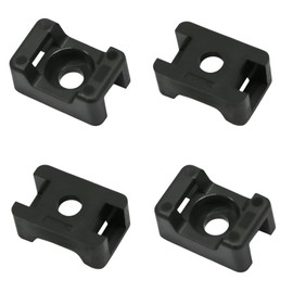 TERF® 100 Pcs Black Screw Mount Cable Tie Bases - Cable Ties up to 5mm Wide - 4mm (M4) Screw Hole - Saddle Mount Cable Tie Fixings for Home Office Workshop Garden Warehouse