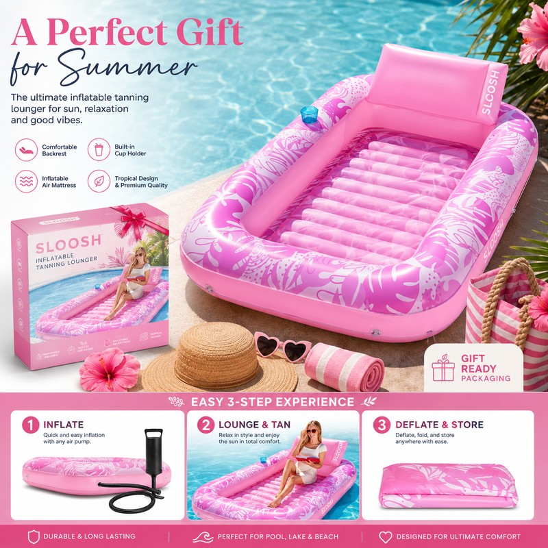 JOYFY Inflatable Tanning Pool Lounger for Adults – 70" x