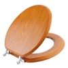 Angel Shield Durable Wood Veneer Natural Toilet Seat Metal Hinged