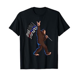 Police Fire First Responder Flag for Bigfoot Rock and Roll T-Shirt