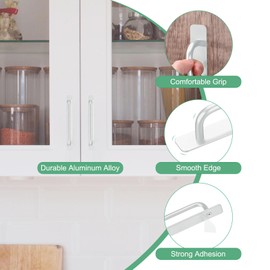 M METERXITY 2-Pack Self Stick Barn Door Handles, 9.61Inch/244mm Length Aluminium Alloy Gate Handle with Double Sided Tape for Bathroom/Wardrobe/Closet, Sliding Door Handle with Plate [Silver]