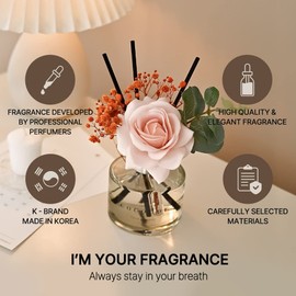 COCODOR Rose Flower Reed Diffuser/White Jasmine/6.7oz/1Pack / Home Fragrance Scent Essential Oil Stick Diffuser for Bedroom Bathroom Home Decor for Women