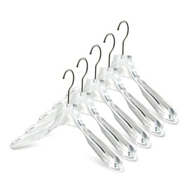 Kostaverite 5 Pack Acrylic Silver Clothes Hangers with Durable 360 Degree Silver Hook | Premium Quality Acrylic Hangers Silver