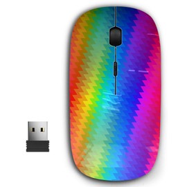 2.4G Ergonomic Portable USB Wireless Mouse for PC, Laptop, Computer, Notebook with Nano Receiver ( Vertical Zigzag Chevron Rainbow )