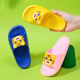 [Imported] Cute Cartoon Baby Kids Summer Indoor Bathroom Shower Slippers for Boys and Girls Blue, Size 22-23 (Length: 16cm) 4ea