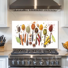 fzxwyishu Tempered Glass Kitchen Backsplash, Stove Back Top Cover, Splashback Tile,Condiment Kitchen Sink Cover Splash Guard, Home Kitchen Decor (30"x18"(76.2x45.72cm))