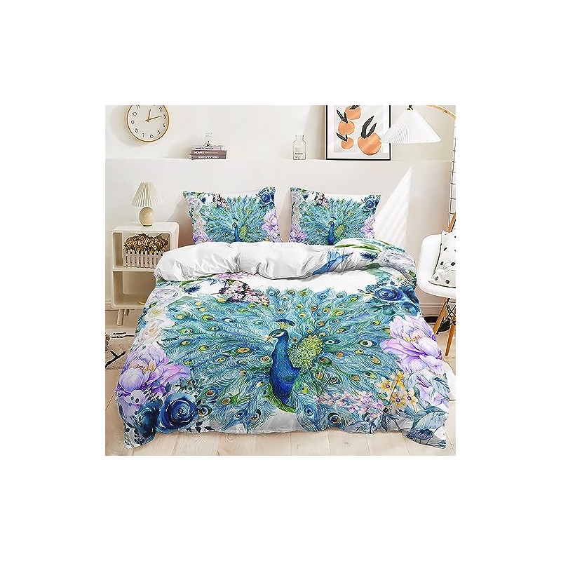 HAVOP Peacock Duvet Cover Set Single Size 3D Bedding Set