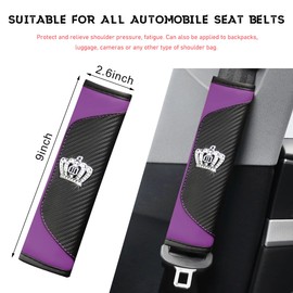 Ohleats 2PCS Car Seat Belt Cover Pad, Crown Auto Seatbelt Protector for a More Comfortable Driving, Safety Seatbelt Shoulder Strap Covers for Your Neck, Universal Car Accessories (Purple)