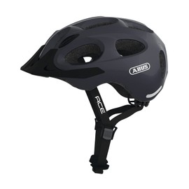 ABUS city helmet Youn-I ACE - with integrated rear LED light - bike helmet for everyday use - for men and women - shiny titanium, size L