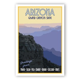 ARIZONA TRAVEL POSTER postcard set of 20 identical postcards. AZ state vintage style travel poster post cards. Made in USA.