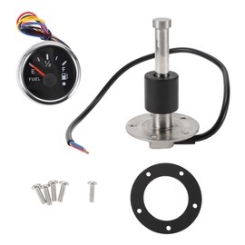 A ABSOPRO Fuel Sending Unit and Gauge Kit 3.94" Length Boat Fuel Sending Unit Marine Fuel Sender Unit Metal Silver Tone Black 1 Set 0-190 Ohm