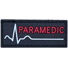 Unbranded PARAMEDIC HEART RATE LINE 3D GLOW BLACK PVC TACTICAL MILSPEC HOOK MORALE PATCH