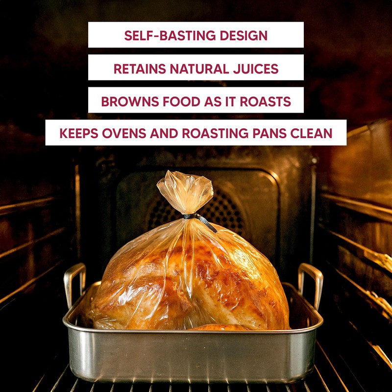 HIC Kitchen Roasting Extra-Large Oven Roasting Bags with Zip Ties,