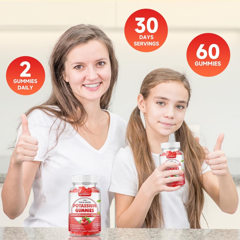 softbear Potassium Gummies for Adults, Sugar Free Potassium Chloride Gummies