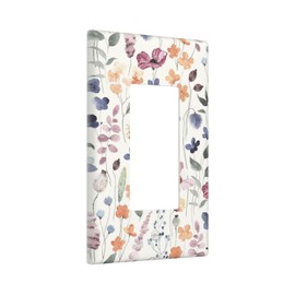Vintage Floral Leaf Wildflower Decorative Outlet Cover Single Rocker Light Switch Plate Cover Electricity Receptacles Plates For Home Kitchen Living Bedroom 4.6 * 2.8