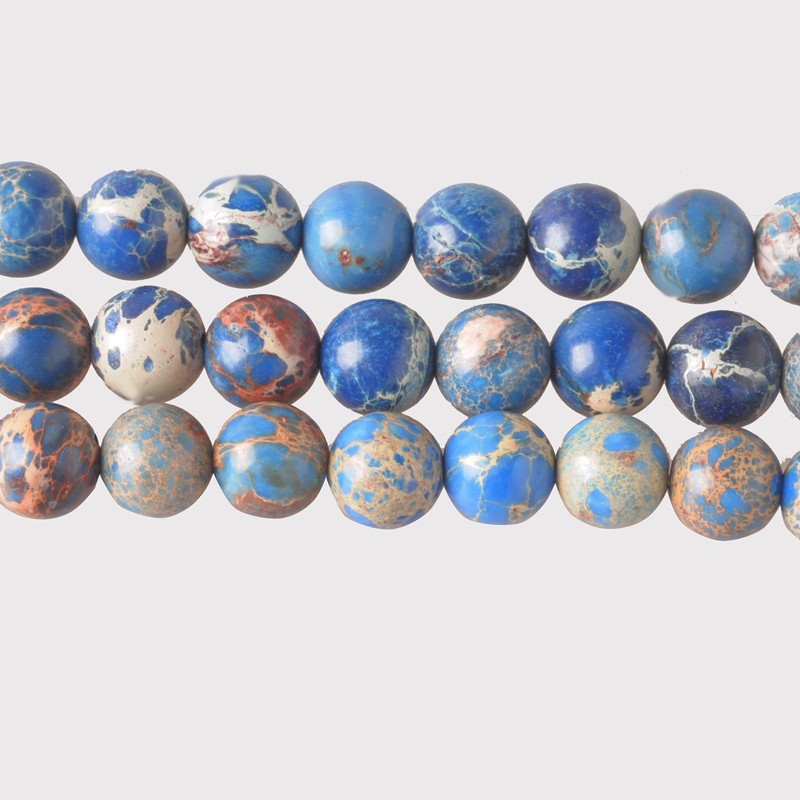 366DAYS 8mm Ocean Blue Sea Sediment Imperial Jasper Round Loose
