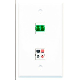 RiteAV - 1 Port Speaker 1 Port Fiber LC APC Duplex Wall Plate - Bracket Included