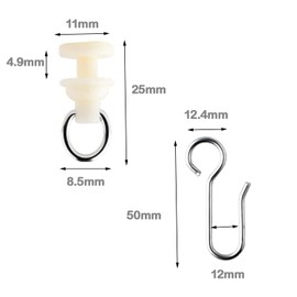 80 Pieces Curtain Hooks Gliders Curtain Gliders Shower Curtain Hooks for All Standard Rails for Bedroom Curtains, Shower Curtain Rollers, Window Curtain Shower Curtain