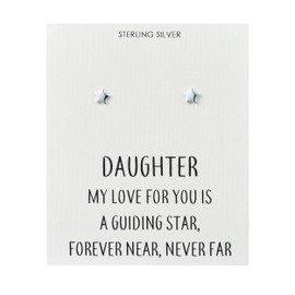 Philip Jones Sterling Silver Daughter Quote Star Earrings