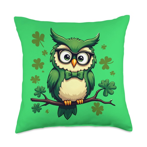 Delightful Wise Owl St. Patrick's Day Adorn with Shamrock Throw